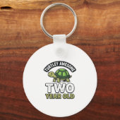 Turtle Twee Jaar Verjaardag Vintage Gravure Shi Sleutelhanger (Voorkant)