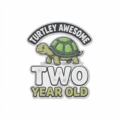 Turtle Twee Jaar Verjaardag Vintage Gravure Shi Sticker (Voorkant)