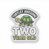 Turtle Twee Jaar Verjaardag Vintage Gravure Shi Sticker (Voorkant)