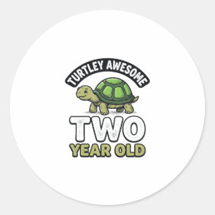 Turtle Twee Jaar Verjaardag Vintage Gravure T-Shir Ronde Sticker