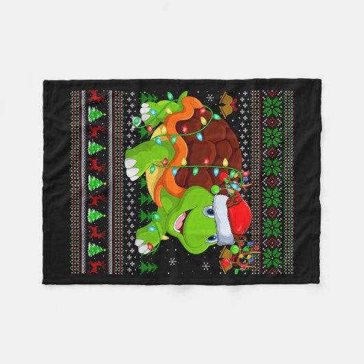 Turtle Ugly Christmas Sweaters Holiday Santa Cute  Fleece Deken (Voorkant (Horizontaal))