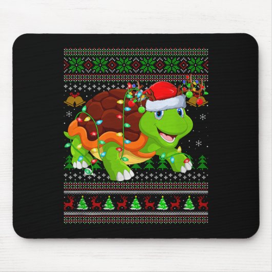 Turtle Ugly Christmas Sweaters Holiday Santa Cute Muismat (Voorkant)