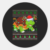 Turtle Ugly Christmas Sweaters Holiday Santa Cute  Ronde Sticker (Voorkant)