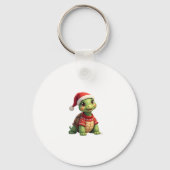 Turtle Ugly Sweater Santa Hat Christmas T-Shirt (1 Sleutelhanger (Voorkant)