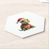 Turtle Ugly Sweater Santa Hat Christmas T-Shirt (2 Kartonnen Onderzetters (Schuin)