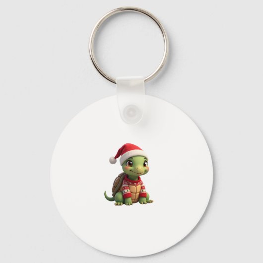 Turtle Ugly Sweater Santa Hat Christmas T-Shirt (2 Sleutelhanger (Voorkant)
