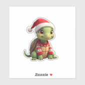 Turtle Ugly Sweater Santa Hat Christmas T-Shirt (2 Sticker (Vel)