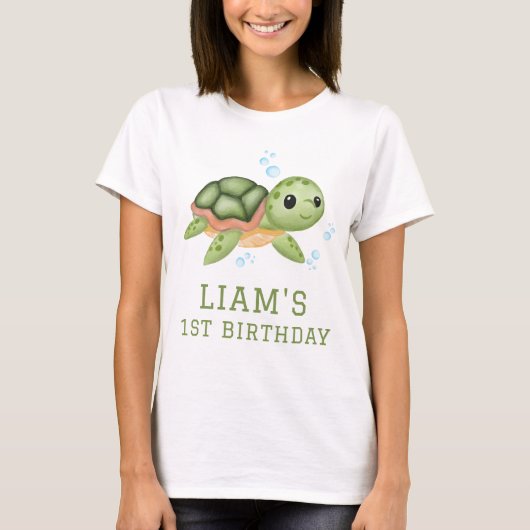 Turtle Under the sea 1st Birthday Parents  T-shirt (Voorkant)
