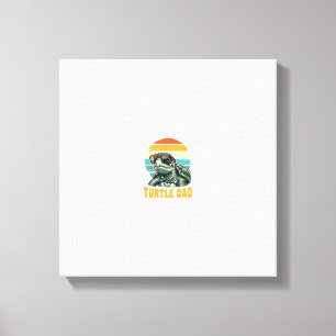 Turtle Vader Retro Zonsondergang Vintage Gravure V Canvas Afdruk