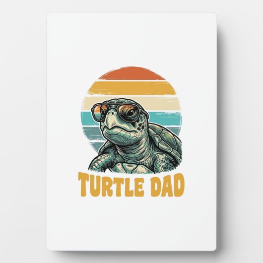 Turtle Vader Retro Zonsondergang Vintage Gravure V Fotoplaat (voorkant)