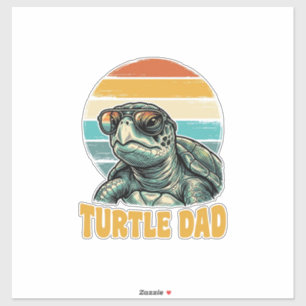 Turtle Vader Retro Zonsondergang Vintage Gravure V Sticker