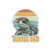 Turtle Vader Retro Zonsondergang Vintage Gravure V Sticker (Voorkant)