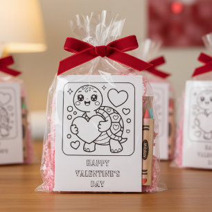 Turtle Valentijnsdag Kleurplaat voor Studenten Briefkaart