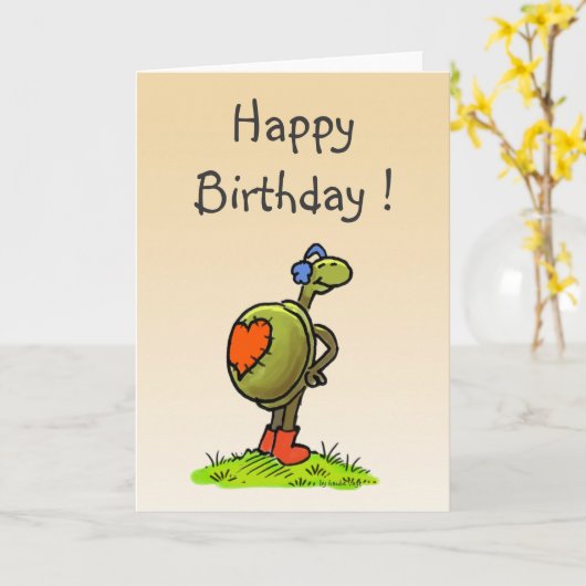 Turtle verjaardagskaart kaart (Gele Bloem)