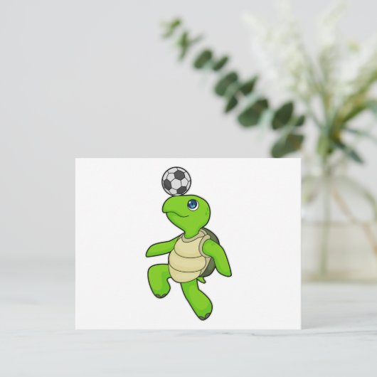 Turtle Voetbal speler Voetbal Briefkaart (Staand voorkant)