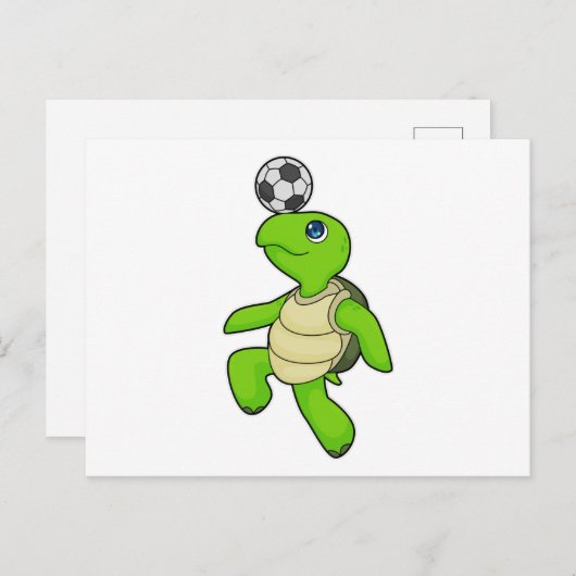 Turtle Voetbal speler Voetbal Briefkaart (Voorkant / Achterkant)