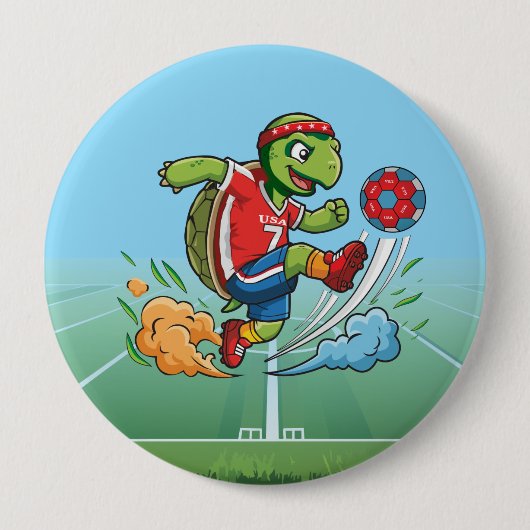Turtle-voetballer met team USA Ronde Button 4,0 Cm (Voorkant)