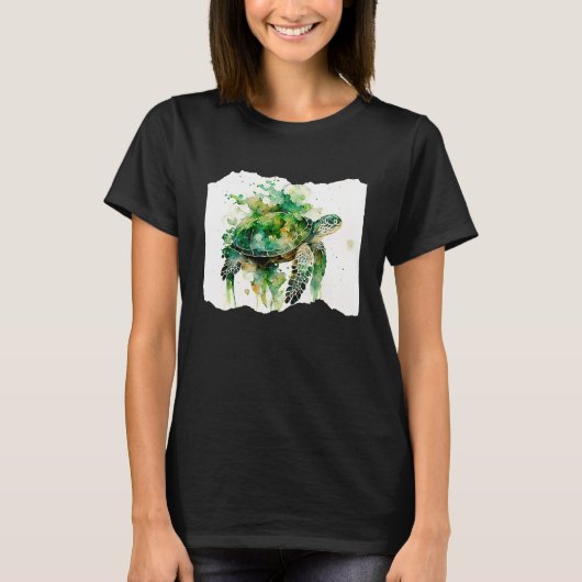 Turtle Watercolor Artwork T-shirt (Voorkant)
