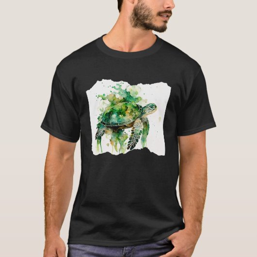 Turtle Watercolor Artwork T-shirt (Voorkant)