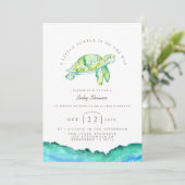 Turtle Waterverf | Ocean Life Baby shower Kaart (Staand voorkant)
