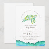 Turtle Waterverf | Ocean Life Baby shower Kaart (Voorkant / Achterkant)