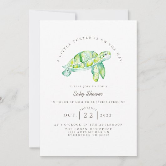 Turtle Waterverf | Ocean Life Baby shower Kaart (Voorkant)