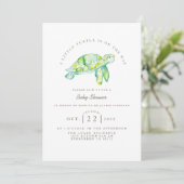 Turtle Waterverf | Ocean Life Baby shower Kaart (Staand voorkant)