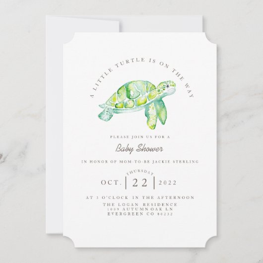 Turtle Waterverf | Ocean Life Baby shower Kaart (Voorkant)
