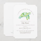 Turtle Waterverf | Ocean Life Baby shower Kaart (Voorkant / Achterkant)