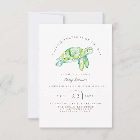 Turtle Waterverf | Ocean Life Baby shower Kaart (Voorkant)