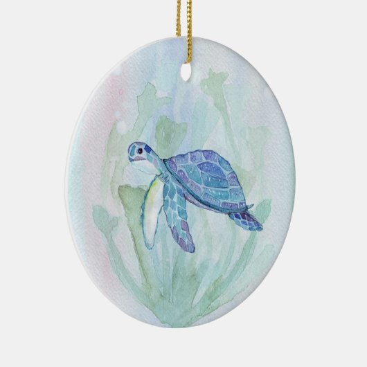 TURTLE WATERVERF PASTEL PERSONALIZED Ornamed Keramisch Ornament (Rechts)