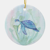 TURTLE WATERVERF PASTEL PERSONALIZED Ornamed Keramisch Ornament (Voorkant)