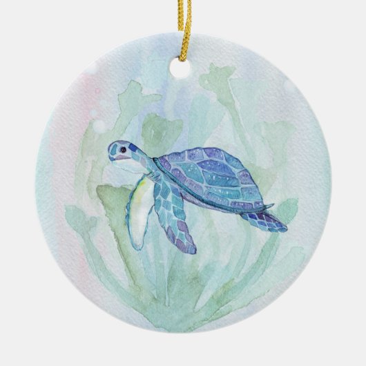 TURTLE WATERVERF PASTEL PERSONALIZED Ornamed Keramisch Ornament (Voorkant)