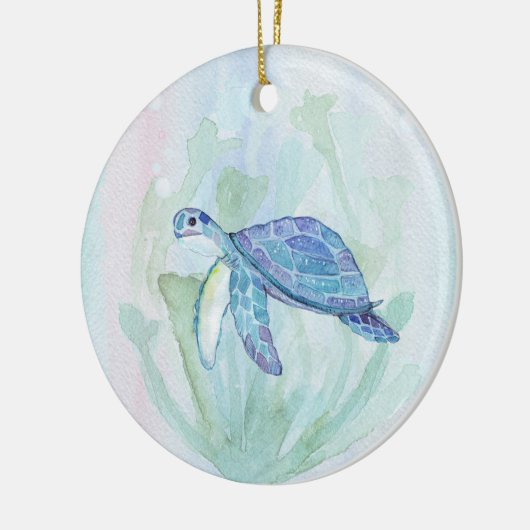 TURTLE WATERVERF PASTEL PERSONALIZED Ornamed Keramisch Ornament (Links)