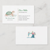 Turtle waterverf visitekaartje groen goud (Voorkant / Achterkant)