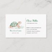 Turtle waterverf visitekaartje groen goud (Voorkant)