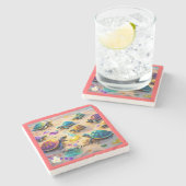 "Turtle Wave Riders" Stenen Onderzetter (Zijkant)