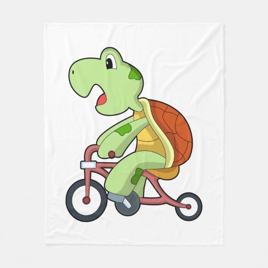 Turtle with Bicycle Fleece Deken (Voorkant)