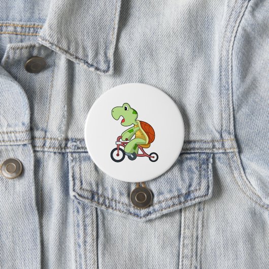Turtle with Bicycle Ronde Button 7,6 Cm (In situ)