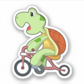 Turtle with Bicycle Sticker (Voorkant)