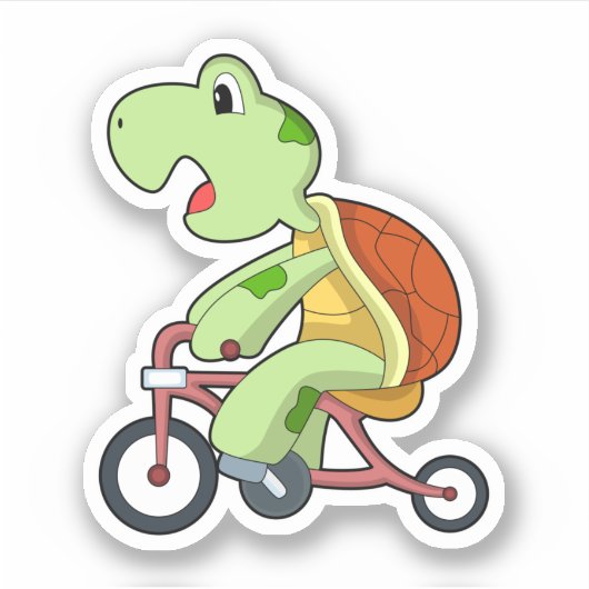 Turtle with Bicycle Sticker (Voorkant)