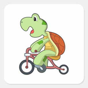 Turtle with Bicycle Vierkante Sticker