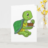 Turtle with Cake Kaart (Gele Bloem)