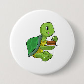 Turtle with Cake Ronde Button 7,6 Cm (Voorkant)