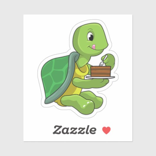 Turtle with Cake Sticker (Vel)