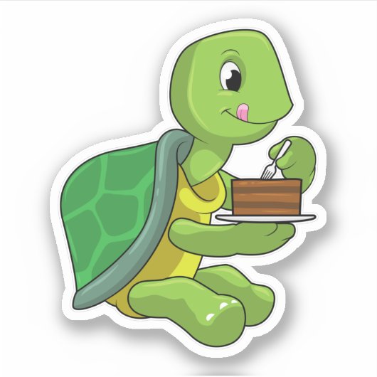 Turtle with Cake Sticker (Voorkant)