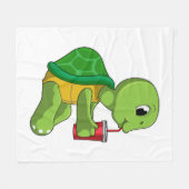 Turtle with Drinking mug with Straw Fleece Deken (Voorkant (Horizontaal))