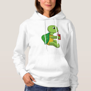 Turtle with Drinking mug with Straw Hoodie