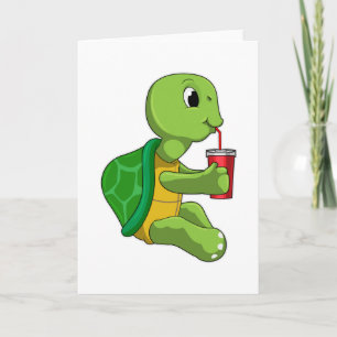 Turtle with Drinking mug with Straw Kaart
