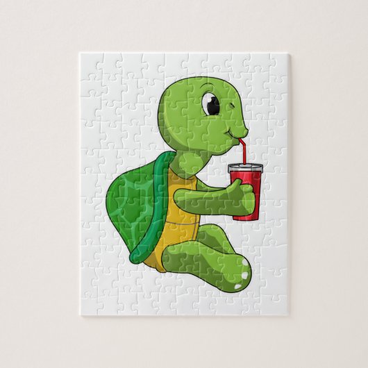 Turtle with Drinking mug with Straw Legpuzzel (Verticaal)